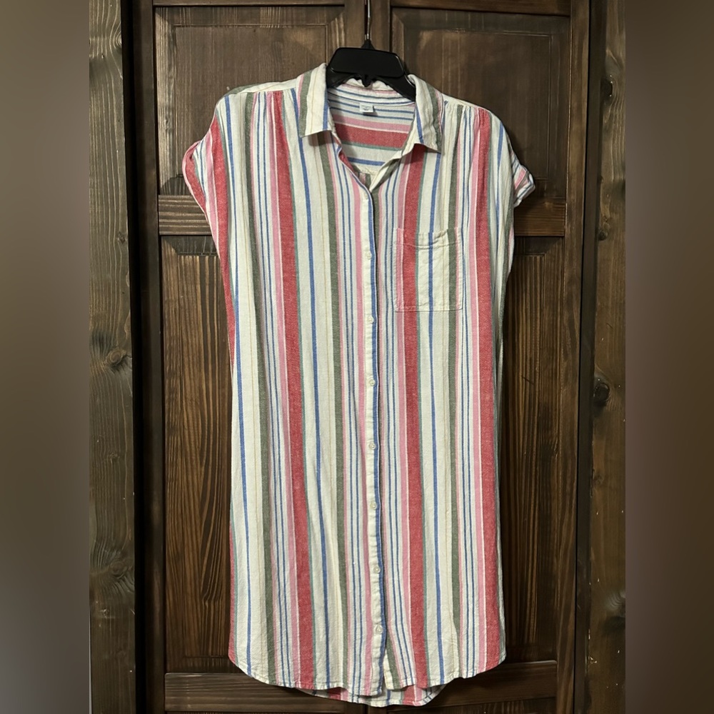 Old Navy striped linen blend dress size medium